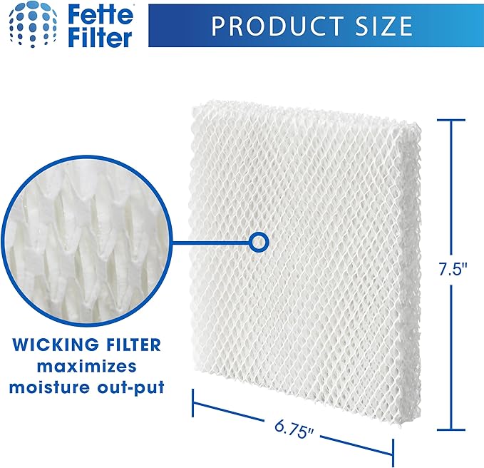 Fette Filter - Filter T Humidifier Wicking Filters Compatible with Honeywell HFT600T HFT600PDQ for Honeywell Tower Humidifier HEV615 Series & HEV620 Series. Includes 6 Replacement Filters.
