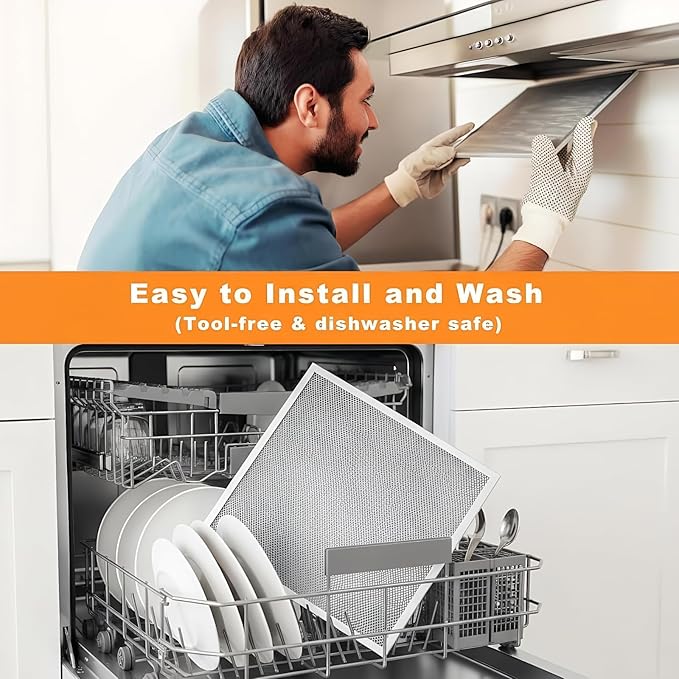 Upgraded BPS1FA30 Range Hood Filter 11-3/4" x 14-1/4", Exact Fit for Broan QS1, WS1, QS2 & Nutone 30" Hoods, 5-Layer Aluminum Grease Filter, Dishwasher Safe, Replaces 99010299, 99010305 (2 Pack)