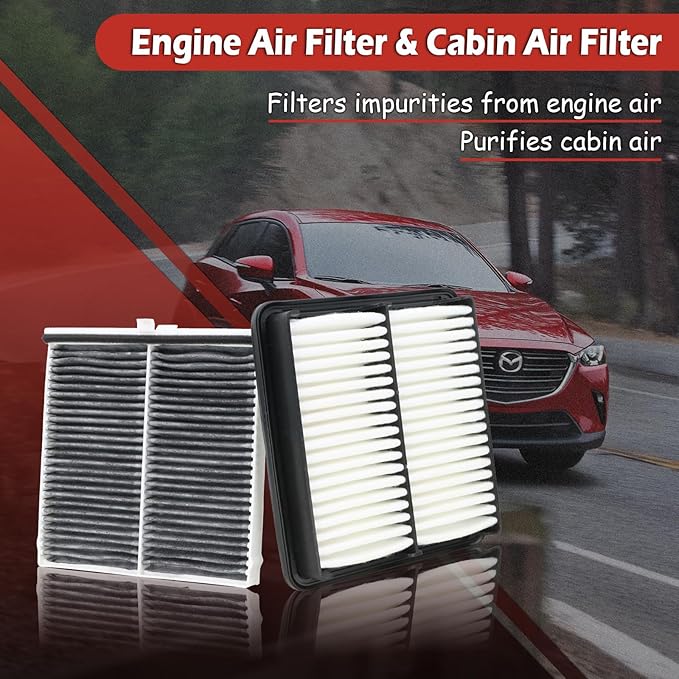 CA12088 Engine Air Filter and CF12140 Cabin Air Filter kit Compatible with 2016-2021 Mazda CX-3 2.0L Replaces WA10395 AF1359 WP10267 CF1358