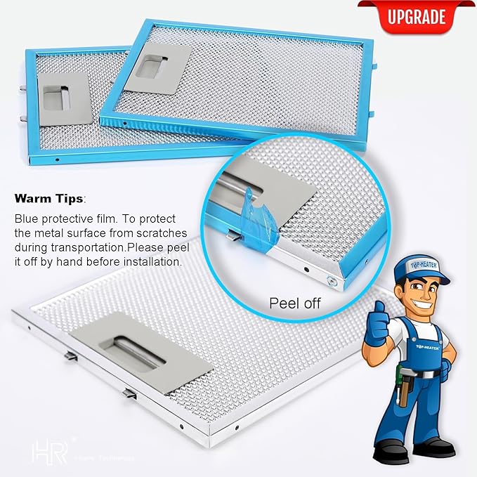 W10915369 Range Hood Filter Replacement, Compatible with Whirlpool,Kitchen Aid, Jenn Air, 3-Layer Aluminum Mesh Grease Filter 8.75X7.5Inch, Huare Aluminum Range Hood Vent Filters, 2Pcs