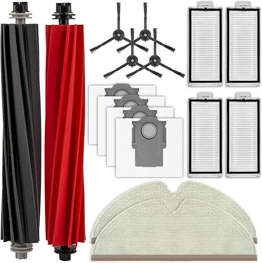 (16 Pack) Q5 Pro Replacement Parts Compatible with Roborock Q5 Pro/ Q5 Pro+/ Q8 Max/ Q8 Max+ Robot Vacuum Cleaner, 2 Roller Brushes, 4 Side Brushes, 4 HEPA Filters, 4 Dust Bags, 2 Mop Pads