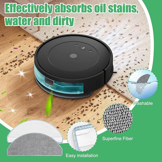 ANBOO Replacement Parts Compatible with iRobot Roomba Essential 105 Y0140 Y0110 Q0120 Q0520 Q011 Vacuum Cleaner, 1 Roller Brush, 4 Hepa Filters, 4 Side Brushes, 1 Cleaning Brush