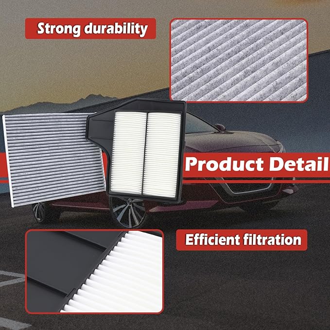 16546-3TA0J Engine Air Filter and 27277-3JC1A Cabin Air Filter kit Compatible with 2013-2018 Nissan Altima L4 2.5L Replaces CA11450 CF11776