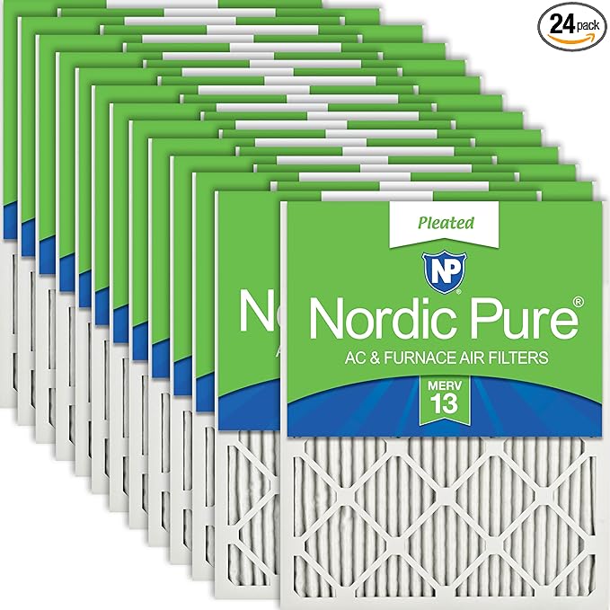 Nordic Pure 18x25x1 (Actual Size: 17 1/2 x 24 1/2 x 3/4) Pleated MERV 13 Air Filters 24 Pack