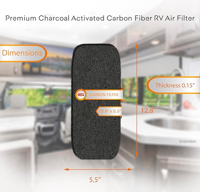 RV Premium Charcoal Activated Carbon Fiber Air Conditioner Filter - Air Duct AC Carbon Filter Replacement for RV AC Vent (2 Pack, 12.875” x 5.5”)