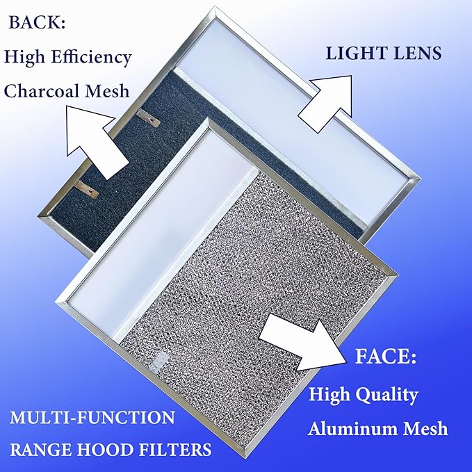 BP57 Stove Hood Vent Filter for 43000 Series Br-oan Range Hood Filters with Light Lens 11 3/8" x 11 3/4" The Kitchen Exhaust Carbon Fan filter It's fit for Nut-one Grease Filter Replacement(1-Pack)