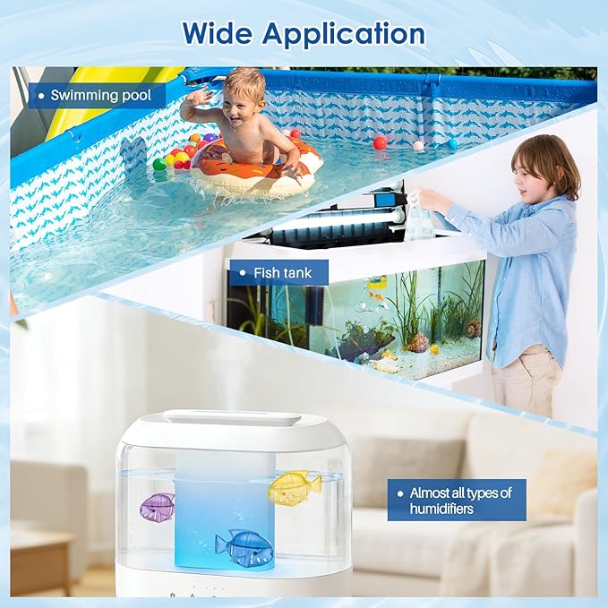 12 Pack Humidifier Cleaning Fish, Humidifier Cleaner for Most Humidifiers + Fish Tanks, Demineralization Cartridge to Purifie Water, Prevent Hard Water Build-Up, Reduce Scale to improve Humidification