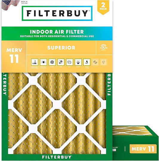 Filterbuy 18x20x4 Air Filter MERV 11 Superior Pet & Allergy Defense (2-Pack), Electrostatic Pleated HVAC AC Furnace Filters Replacement (Actual Size: 17.50 x 19.50 x 3.63)