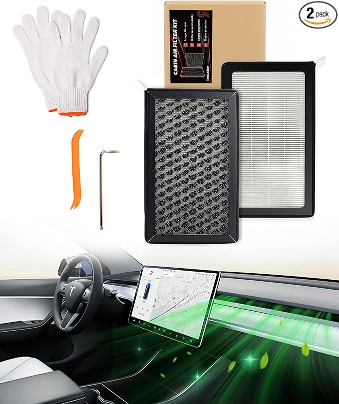 Model Y Model 3 Upgraded 2-Pack HEPA Cabin Air Filter Kit Activated Carbon Replacement, Durable Materials and Efficient Filtration, Compatible with 2016-2026 Model 3 & 2020-2026 Model Y
