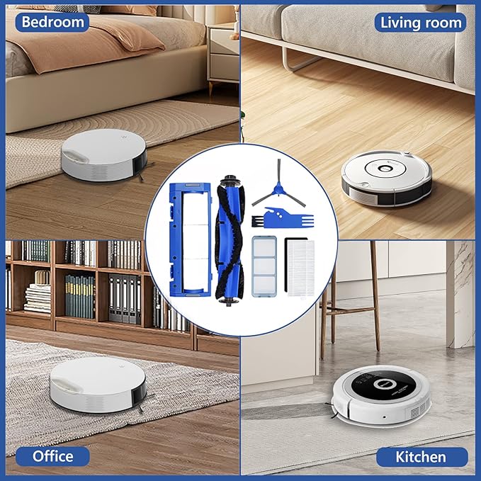 CERO 25 Pack Replacement Parts for Eufy RoboVac 11S, 25C, 15C, 30, 30C, 12, 35C, 15T Robot Vacuum Accessories, 2 Rolling Brushes, 10 Filters, 10 Side Brushes, 1 Pre Filter, 1 Rolling Brush Guard
