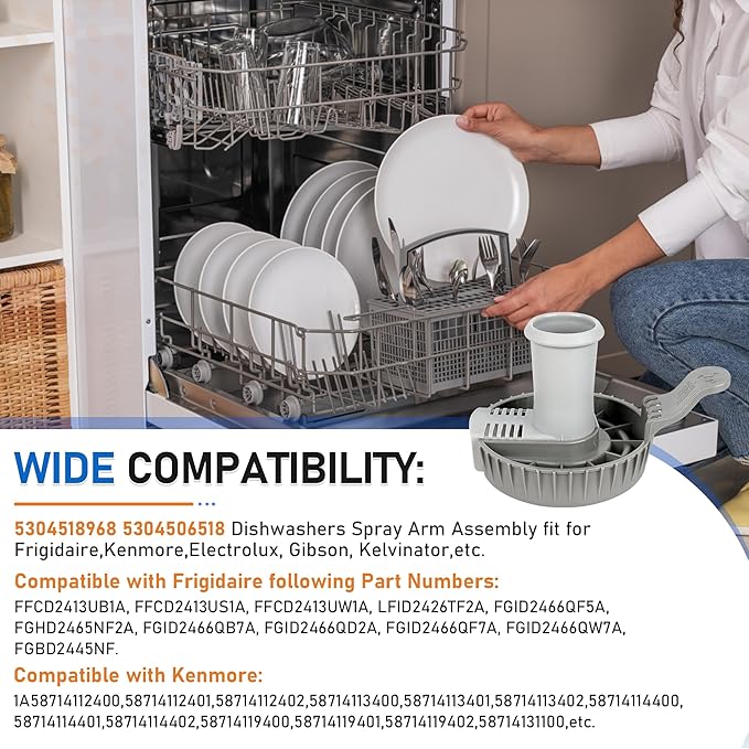 5304518968 Dishwasher Lower Spray Arm Support 5304506518 Drain Filter,for Frigidaire Dishwashers Spray Arm Assembly,Dishwasher Accessories Replaces Parts 154252101,154292901,154294101,154252701