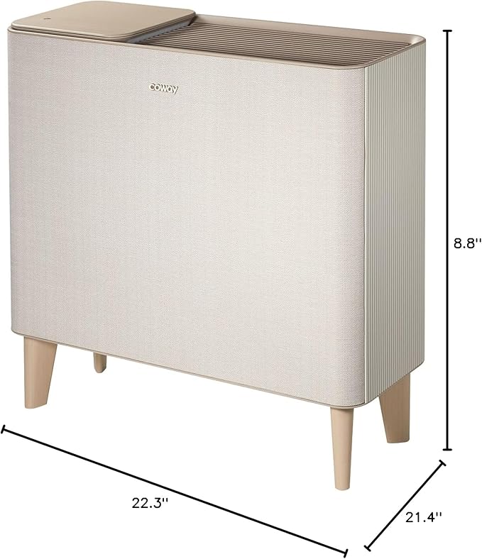 COWAY Air Purifiers for Home Up to 1,298ft², Washable Pre-Filter and Particulate Filter for Smoke, Allergies, Pet Dander, Odor, AQI, Smart Mode, Wireless Charger, Timer, 5yr Warranty, Icon