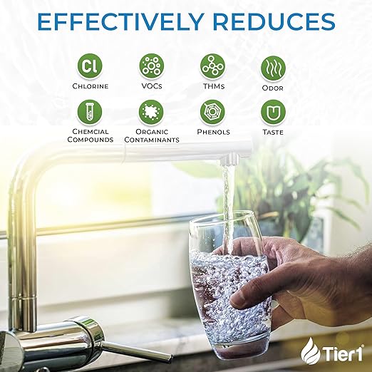 Tier1 Whole House Chlorine Filter | 450,000 Gallon Capacity | Pre-Filled Carbon Tank with 1 Cubic feet of Premium Acid-Washed Granular Activated Carbon | Home Water Filtration System