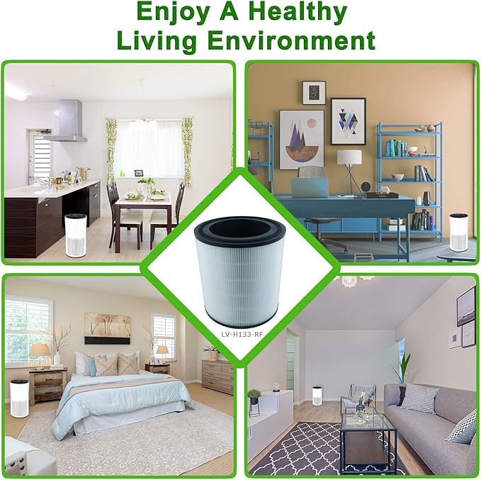 Flintar LV-H133 Replacement Filter, Made in Taiwan, Compatible with LEVOIT LV-H133 Tower Air Purifier, H13 Grade Filtration & Activated Carbon Filter Set, Part Number LV-H133-RF