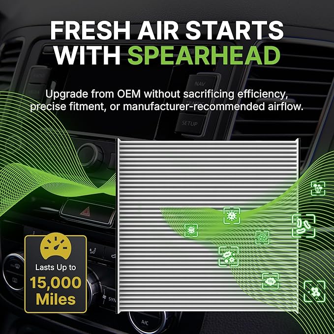 Spearhead OEM+ Particulate Breathe Easy Cabin Filter | Fits 2011-19 Explorer, 2009-19 Flex, 2009-19 Taurus, 2010-16 MKS, 2010-19 MKT Like OEM | Provides Max Airflow & Enhanced Performance (BE-176P)