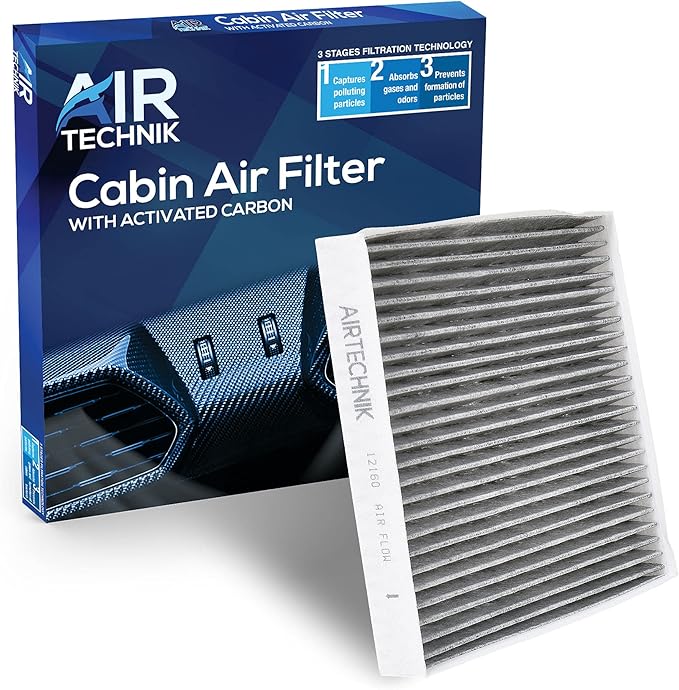 AirTechnik CF12160 Cabin Air Filter w/Activated Carbon | Fits Hyundai Kona 18-23, Kona N 22-23 Tuscon 16-21, Veloster 19-21, Venue 20-25, Kia Seltos 20-25, Soul 20-25, Sportage 17-22 - 97133-D3000
