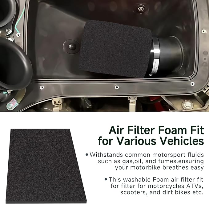 Washable Foam Air Filter Material Sheet for Uni Filter-BF-1 BF1 18" X 15" X 5/8" 65-PPI Black Fine Filter Foam Sheet Cut to Fit Air Filter Pads for Most Motorcycle ATV Scooters Dirt Bike UTV