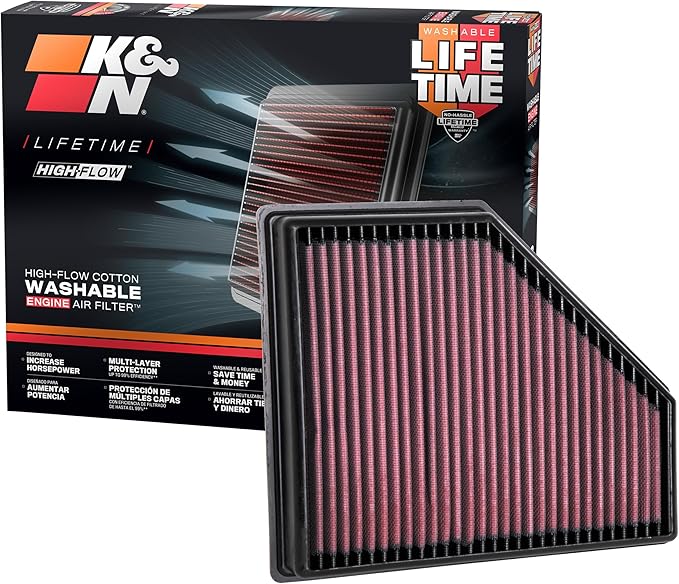 K&N High-Flow Original Lifetime Engine Air Filter: Increase Power: Premium, Washable: Compatible with 2019-2025 BMW: (See Product Description for Select Models) 33-3136