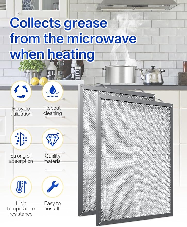 S99010430-002 Range Hood Filter 15-3/4" x 13-7/8" x 3/8", 2 Pack Aluminum Mesh Grease Range Hood Filter Compatible with B-roan N-utone Kitchen Exhaust Fan Filters 4512880（2 Pack）
