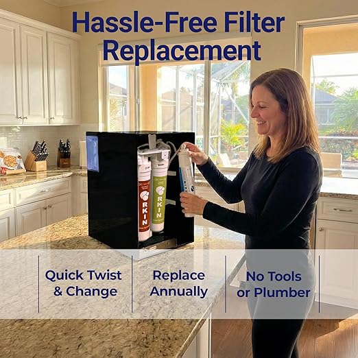 RKIN Zero Installation Purifier, Reverse Osmosis Water Filter System Alkaline Dispenser- Countertop ro Water Filtration System with Remineralization,IAPMO R&T Certified, Patented 4-Stage, No Assembly