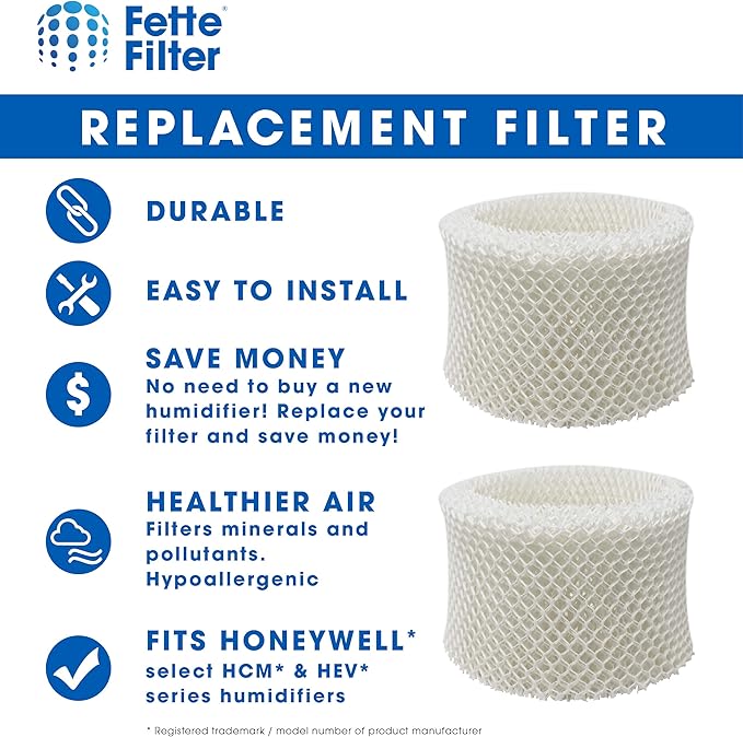HAC-504 Premium Humidifier Wicking Filter Compatible with Honeywell HAC-504 HAC-504AW HAC504V1 Humidifier Replacement Filter A Replacement for Honeywell Filter HCM 350 & Cool Mist Humidifiers. (2QTY)