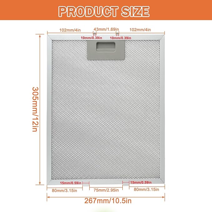 4 Pack W10169961A Range Hood Filter Replacement 5 Layer Aluminum Mesh Hood Grease Filter Fit for Whirlpool, Kitchen Aid, Jenn-Air Range Hoods