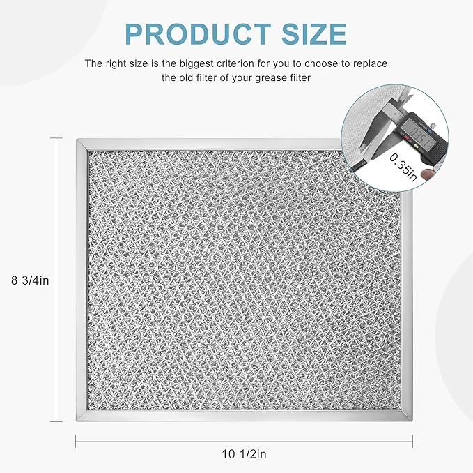 2 Pack Aluminum Range Hood filter 97006931 Replacement Compatible with Bro-an Nu-tone Range Hood Grease Filter PART#S97006931 (10-1/2 x 8-3/4 in) BP29, 88150, 99010121 by AMI PARTS