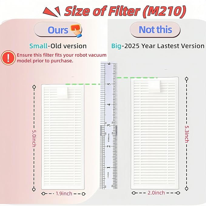 M210 Filters Replacement Brush Parts for Lefant M210 OKP K2 K3 K3A K4 K5 M210S M210B M213 Accessories Side Sweep Brush HEPA Filter Size 5.0 * 1.9 Inch