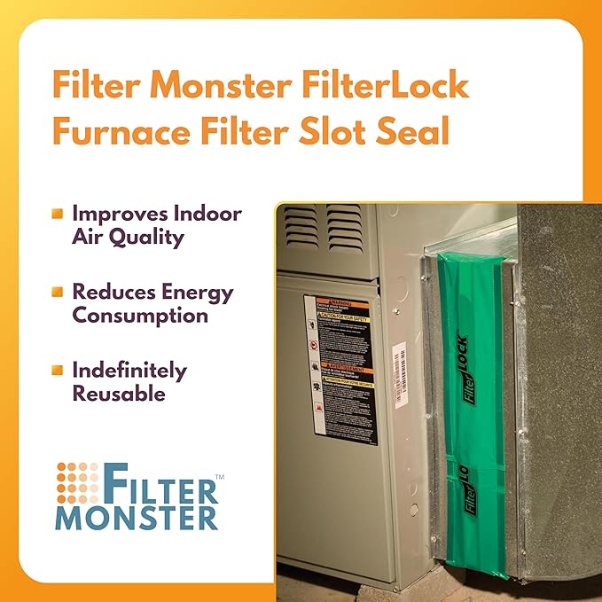 FilterLock Furnace Filter Slot Seal – Magnetic Seal Cover for Any 1” Furnace Filter, Up To 25” Long, Reduce HVAC Air Leaks, Green