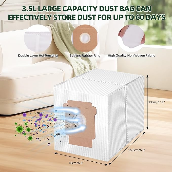 25 Pack Accessories for iRobot Roomba Plus 405 Combo / 505 Combo / 507 Combo Robot Vacuum Cleaner, Replacement Accessories 2 Main Brushes 6 Mop Pads 6 Dust Bag 6 Side Brush 4 Filters 1 Cleaning Brush