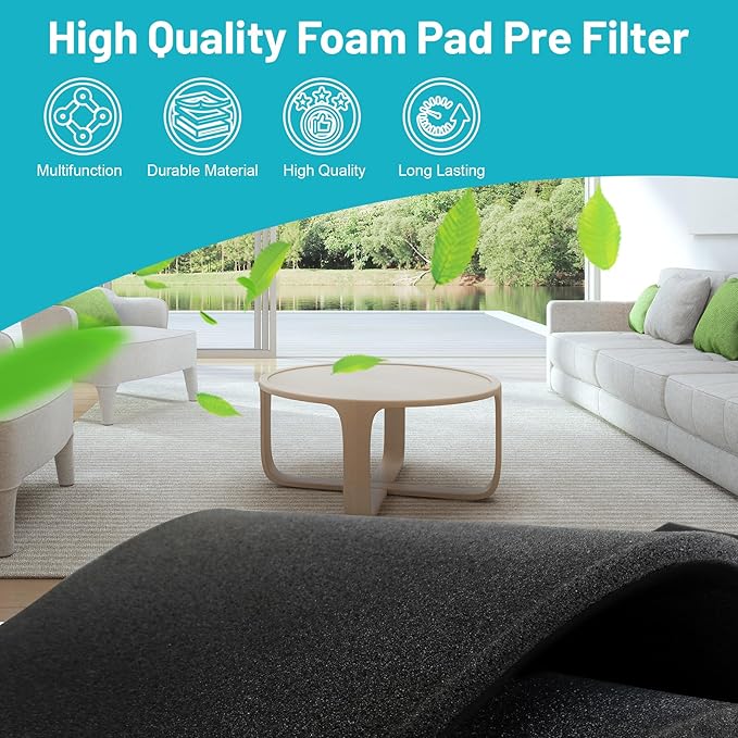 Cut to Fit Foam Pad Pre Filter, 17"x 39.4" Air Filter Foam Sheet, Filter Replacement for Air Conditioners, Air Purifiers, Dehumidifiers, Range Hoods, Trash Cans, 3D Printers, 1 Pack