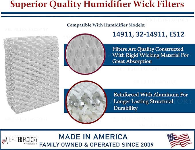 Air Filter Factory Replacement For 14911, 32-14911, ES12 Sears Kenmore Humidifier Wick Filter 4-Pack