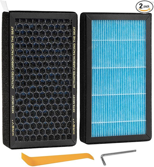 2-Pack Tesla Model 3/Y HEPA Cabin Air Filter Replacement (2016–2026), H13 True HEPA Activated Carbon Replacement for Model 3 Model Y, Odor-Free, Easy Install