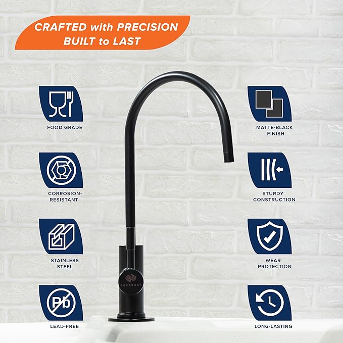 Aquaboon Chrome Drinking Water Faucet for Kitchen Sink Non Air Gap Reverse Osmosis Faucet Stainless Steel Sink Water Dispenser