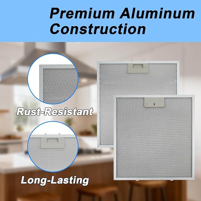 2-Pack Range Hood Grease Filters 14-3/8 X 13-1/2 Inches Compatible with Vissani 30-inch Pyramid Wall Mount Range Hood 5-Layer Aluminum Mesh Replace#: WA0575