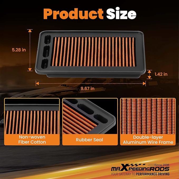maXpeedingrods MX-5044 High Performance Engine Air Filter Washable & Reusable, Requires No Oil for Honda CRV CR-V 2017-2022, for Honda Civic/Civic Si/Civic X, Avancier, UR-V, 172205AAA00