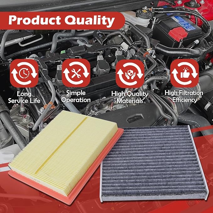 CA10741 Engine Air Filter and CF10285 Cabin Air Filter kit Compatible with 2010-2018 Toyota Prius 2016-2018 Rav4 Hybrid 2011-2017 Lexus CT200H 2015-2021 NX300H Replaces 17801-37020 CP285
