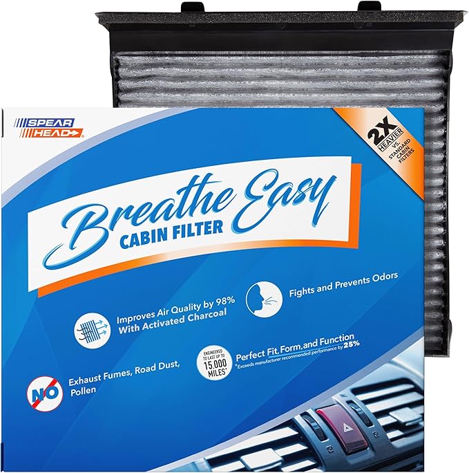 Spearhead Odor Defense Breathe Easy Cabin Filter | Fits 16-17 Crosstrek, 09-18 Forester, 08-16 Impreza, 15-21 WRX & WRX STI, 13-15 XV Crosstrek | Up to 25% Longer Lasting w/Activated Carbon (BE-930)