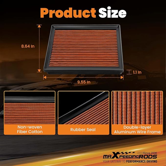 maXpeedingrods MX-2443 High Performance Engine Air Filter Requires No Oil Washable & Reusable for Lexus ES350 NX200T NX300 RX350, for Toyota Avalon Camry, for Mitsubishi Pajero 178010P050