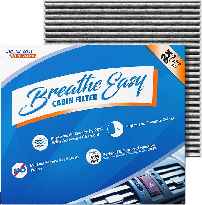 Spearhead Odor Defense Breathe Easy AC & Heater Cabin Filter | Fits 2020-2025 Palisade Like OEM | Up to 25% Longer Lasting w/Activated Carbon (BE-547)