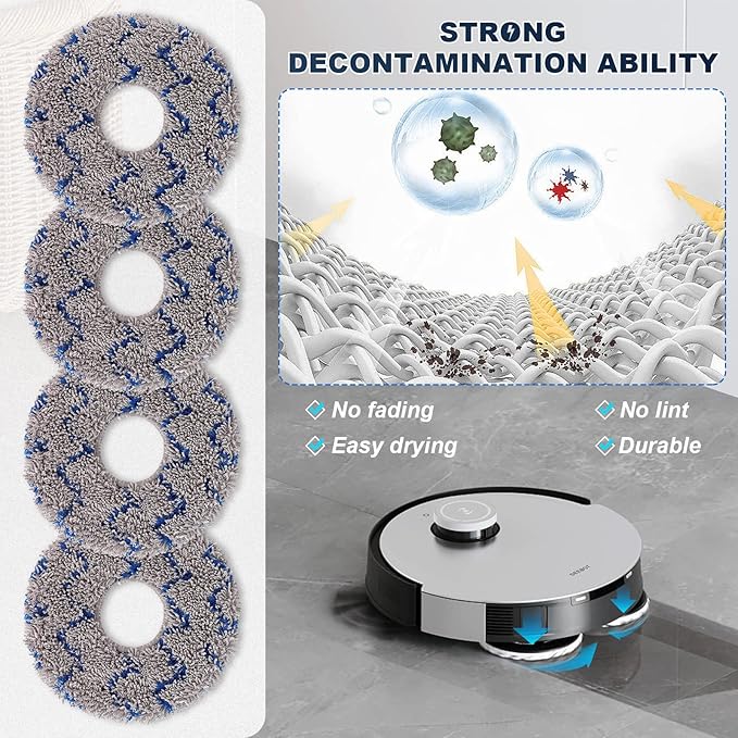 Replacement Parts for ECOVACS DEEBOT X1 OMNI Turbo T10 T20 Omni T20/T20 Max/T20 Pro Robot Vacuum Cleaner - Spare Accessories Kit Include 1 Main Brush 4 Side Brushes 4 Filter 4 Mop Pads 2 Dust bag