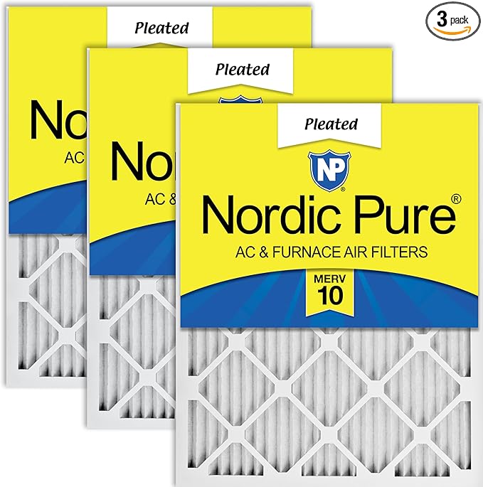 Nordic Pure 12x18x1 (Actual Size: 11 1/2 x 17 1/2 x 3/4) Pleated MERV 10 Air Filters 3 Pack