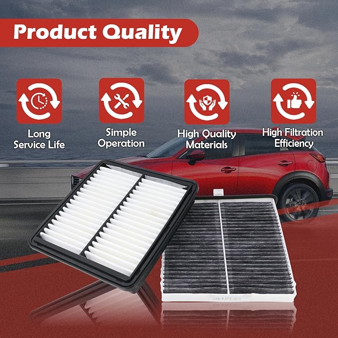 CA12088 Engine Air Filter and CF12140 Cabin Air Filter kit Compatible with 2016-2021 Mazda CX-3 2.0L Replaces WA10395 AF1359 WP10267 CF1358