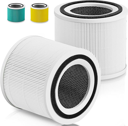 2 Pack Core 300 Replacement Filter Compatible with LEVOIT Core 300 and Core 300S Air Purifier, 3-in-1 H13 Grade True HEPA Filter Replacement, Replace Core300-RF, White