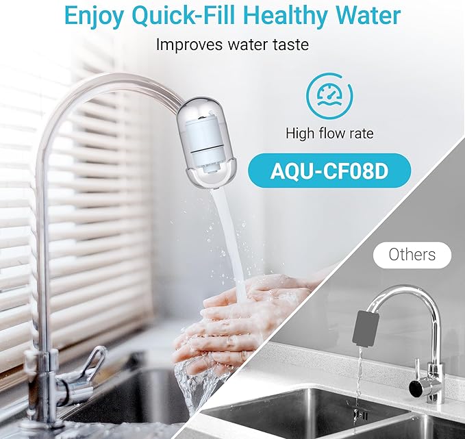[Alkaline] 2 Pack Faucet Filter Replacement for All PUR®Plus, Pur® Water Filter Replacement, Filter Replacement RF-9999®, 600-Gallon Long Lifespan, AQUA CREST