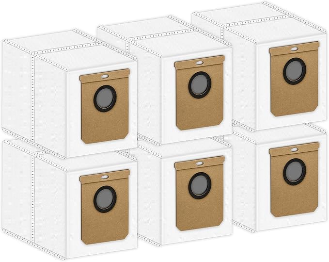 (6 Pack) L50 L60 Hybrid Dust Bags Replacement Compatible With eufy L60/ L60 Hybrid/ L60 SES/ L50 SES/ L50 Series Self Empty Station, Robot Vacuum Bags, Filter Bags, Disposable Canister Bags