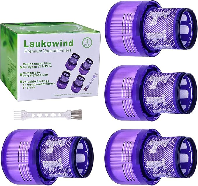 4 Pack V11 Torque Drive Cordless Vacuum Cleaner Replacement Filters for Dyson V11 SV14 Animal and V15 Detect Models, Compare to Part No. 970013-02