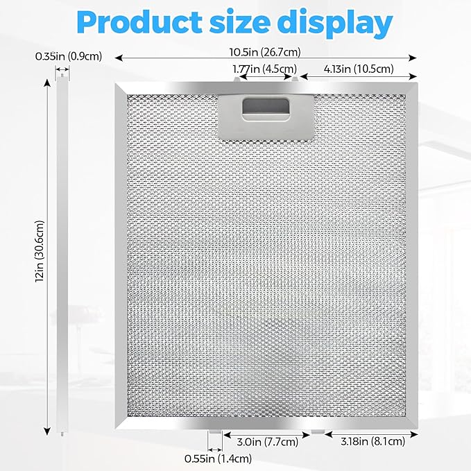 W10169961A Range Hood Filter Replacement 12" Long x 10.5" Wide - Aluminum Frame & Mesh - 2 Pack by seteams