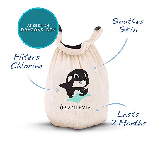 Organic Cotton Bath Faucet Filter by Santevia | Sensitive Skin Bathtub Water Purifier | Adds Nourishing Minerals for Hair & Skin | Chlorine Filter | Made in North America