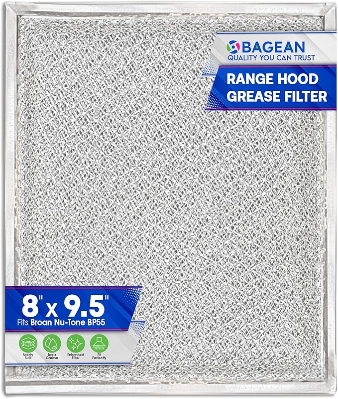 Range Hood Filter Replacement for Braun Nu-Tone BP55 Hood Grease Filter 8 x 9.5 in - Aluminum Mesh Screen Hood Vent Filter for Range Hood - Filters Grease from Entering Kitchen Stove Overhead Vent (1)